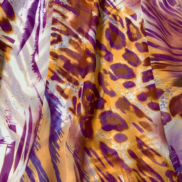 ARDEN B Orange Purple Leopard Print Off the Shoulder Short Sleeve Blouse Medium - Picture 5 of 8